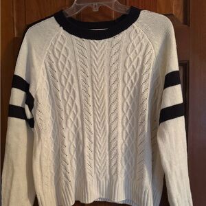 Tommy Hilfiger White and Black Cable Knit Sweater